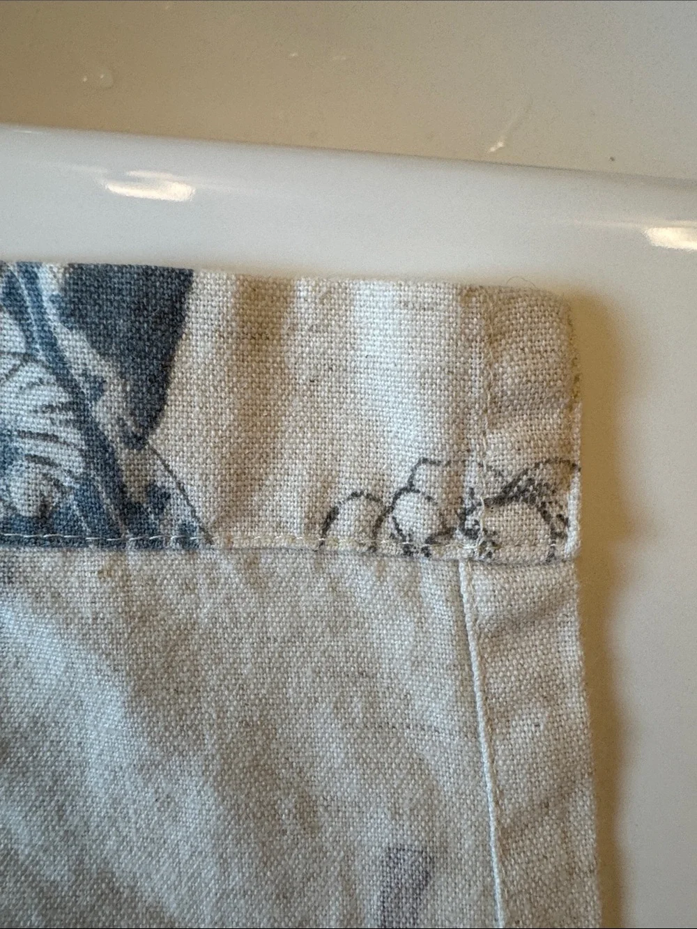 Pottery Barn Cream Shower Curtain Panel with Blue and Brown Floral Print